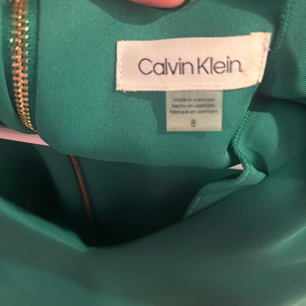 Calvin Klein Women’s Green Cocktail Party Festival Dress NWOT Sz 8 Gold Zipper - Picture 4 of 6